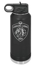 Load image into Gallery viewer, 32oz Water Bottle - Lion Crest - Laser Engraved
