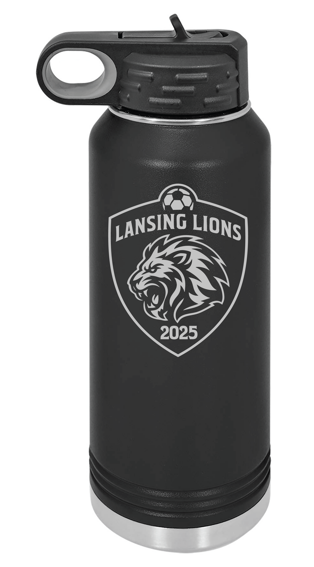 32oz Water Bottle - Lion Crest - Laser Engraved