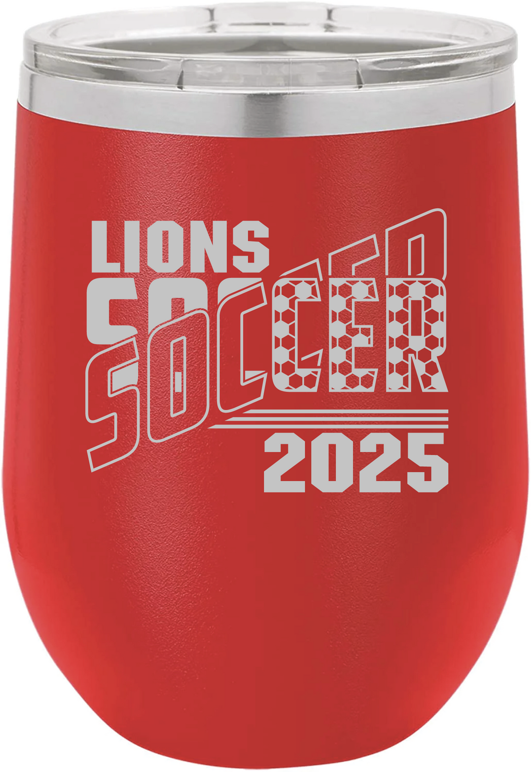 12oz Polar Camel Wine Tumbler - Soccer Split - Laser Engraved