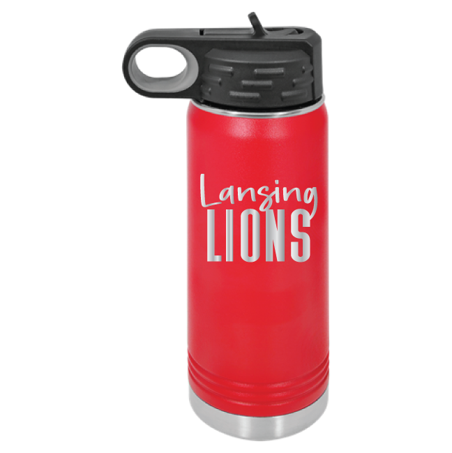 20oz Water Bottle - Lansing Lions - Laser Engraved