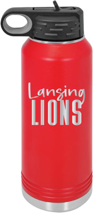 32oz Water Bottle - Lansing Lions - Laser Engraved